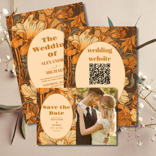 Gold Floral Art Nouveau Wedding Menu