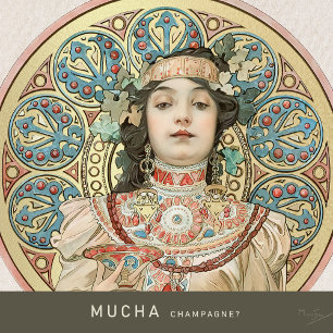 Art Nouveau Mucha Sarah Bernhardt Champagne Gold Classic Round Sticker