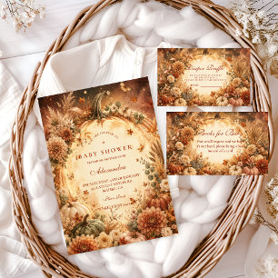Elegant Boho Pumpkin Books for Baby Enclosure Card