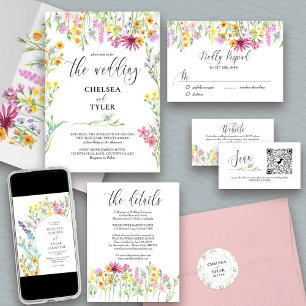 Wildflower Wedding Pretty Wild Flower Floral Invitation