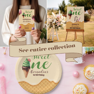 Photo Ice Cream Sweet One First Birthday Invitation