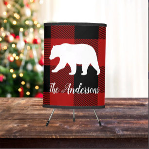 Red Buffalo Plaid & Bear   Personal Name Gift Glass