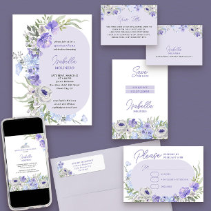 Elegant Light Purple Oval Floral Frame RSVP Card