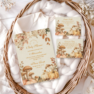 Rustic Pumpkin Mushroom Baby Shower Invitation