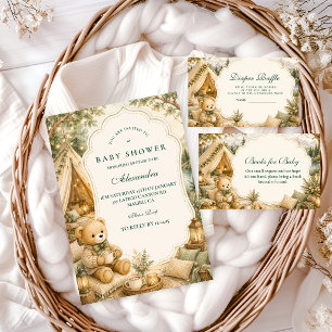 Rustic Woodland Bear Camping Diaper Raffle Enclosure Card