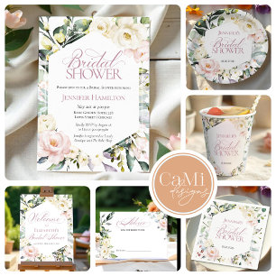 Boho Floral Frame Bridal Luncheon Bridal Shower Invitation