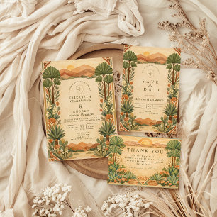 Boho Desert Botanical Wedding Thank You Card