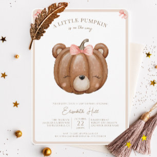 Little Pumpkin Bear Fall Baby Shower Neutral  Invitation