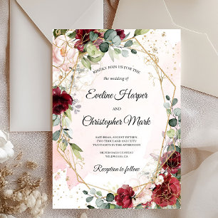 We still do blush burgundy floral vow renewal invitation