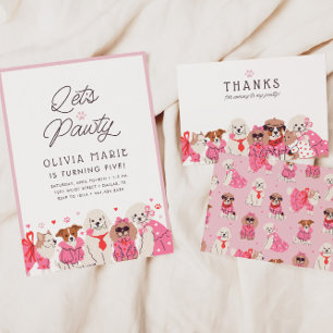 Let's Pawty Girls' Pink Puppy Party Birthday Invitation