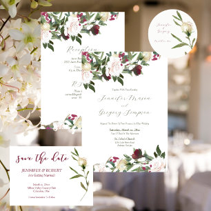 Wedding Stickers White Watercolor Roses 