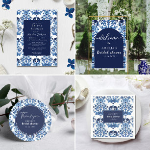 Something Blue chinoiserie blue Bridal Shower Napkin