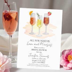 Brunch and Mimosas   Cocktails Bridal Shower  Invitation
