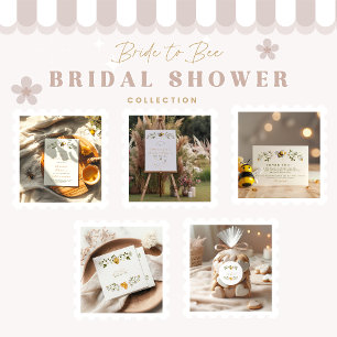 Elegant floral bee bridal shower thank you card
