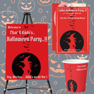 Witches Only Halloween Party Party Snacks  Pedestal Sign