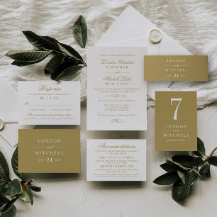 Classic Elegant Antique Gold Wedding Dinner Option RSVP Card