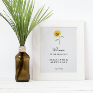 Watercolor Sunflower Horizontal Elegant Simple Invitation