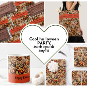 Halloween orange brown stylish wrapping paper sheet