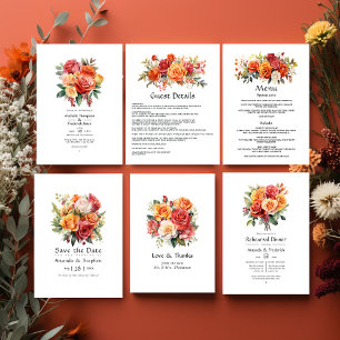 Red, Orange, and Sage Rehearsal Dinner Invitation
