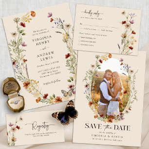 Boho Wildflower Wedding Invitation