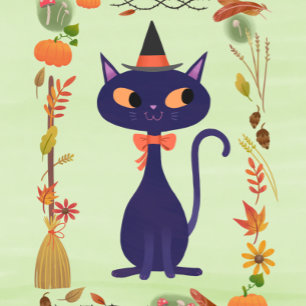 Cute Halloween Witch Cat  Cushion