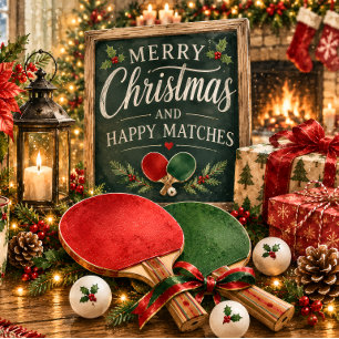 Ping Pong Paddle  Christmas Greeting Card