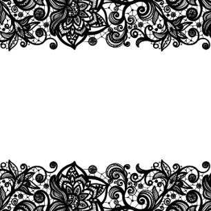 Black lace on white background Wedding Invitation