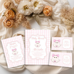 Pink Halloween Ghost Bow Girl Baby Shower Paper Cups