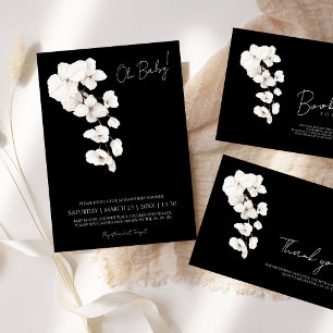 Elegant Black White Orchids Floral Baby Shower Favour Box