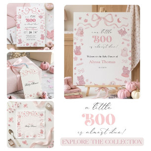 Pink Our Little Boo is Almost Due Baby Shower  Square Sticker