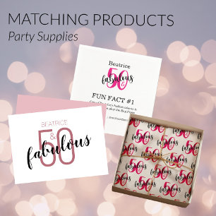 50 and fabulous 50th birthday Fun Fact Pink Napkin