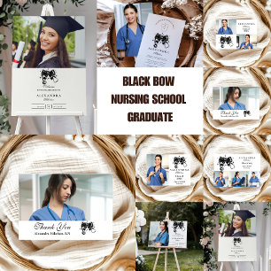 Photo Black Bow Nursing School Graduate Invitation