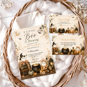 Elegant Little Boo Is Brewing Baby Shower Invitation