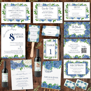 Hydrangeas Watercolor All In One Wedding Invite