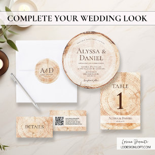 Wood Tree bark Rustic Wedding  Invitation