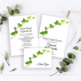 Green English Ivy Vine Wedding Invitation