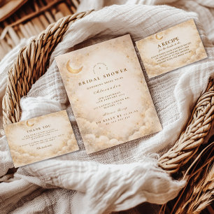 Champagne Crescent Moon Bridal Shower Thank You Card