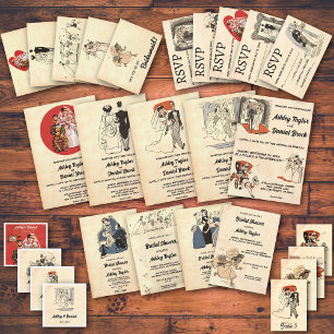 Vintage Retro 50s Old Rustic Wedding Save the Date Invitation