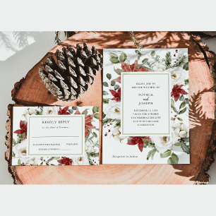 Elegant Bouquet   Christmas Holiday Wedding Invitation