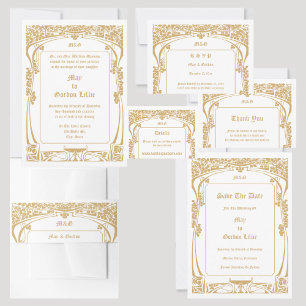 Vintage Art Nouveau Style Wedding Envelope