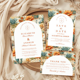 Boho Desert Arch Wedding Thank You Card