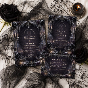 Moody Goth Winter Wedding Invitation