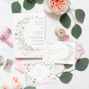 Elegant Delicate Watercolor Wildflower RSVP Enclosure Card