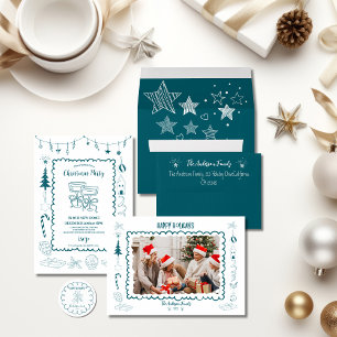 Whimsical Quirky Doodle Holiday Invitation