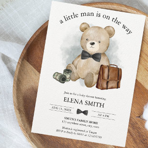 Little Man Gentleman Baby Shower Teddy Bear Thank You Card
