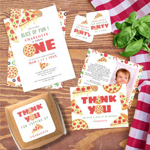 Pizza Party Modern Kids Birthday Favour Thank You Square Sticker