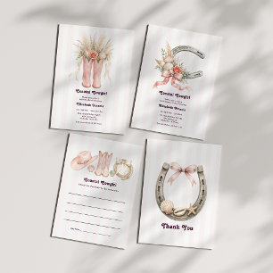 Coastal Cowgirl Pink Coquette Bachelorette Thank You Card