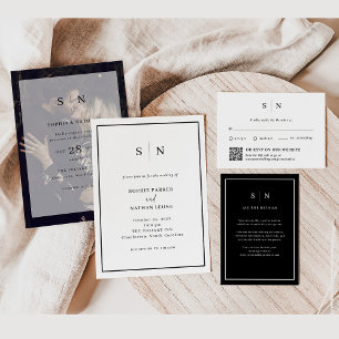 Minimal and Chic   Black and White Border Wedding Invitation