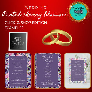 violet colourful wildflower greenery wedding invitation