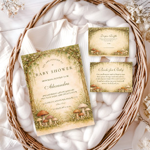 Woodland Mushroom Arch Baby Shower Invitation
